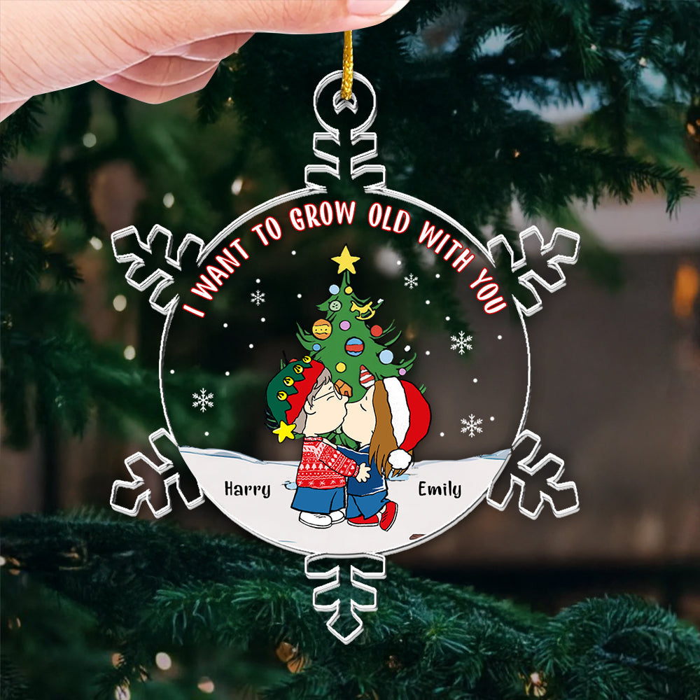 Personalized Acrylic Ornament I Want to Grow Old With You Christmas Gift for Couple