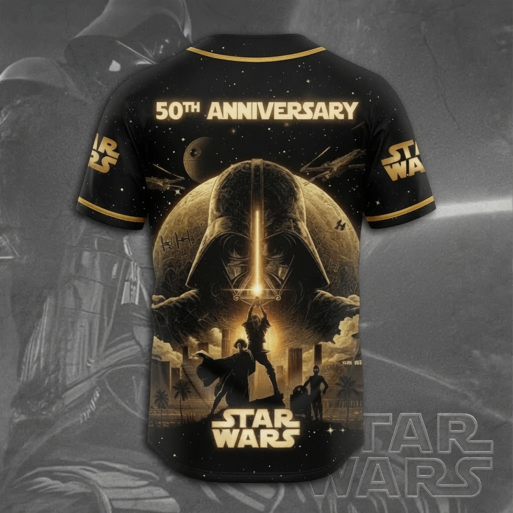 Personalized Star Wars Baseball Jersey 50th Anniversary Gift for Movie Fans