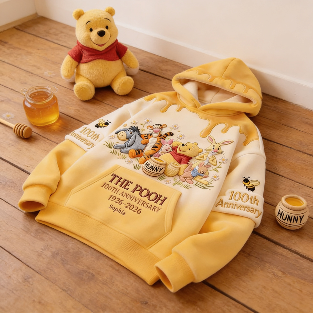 Personalized Pooh Bear 100th Anniversary All Over Shirt Gift