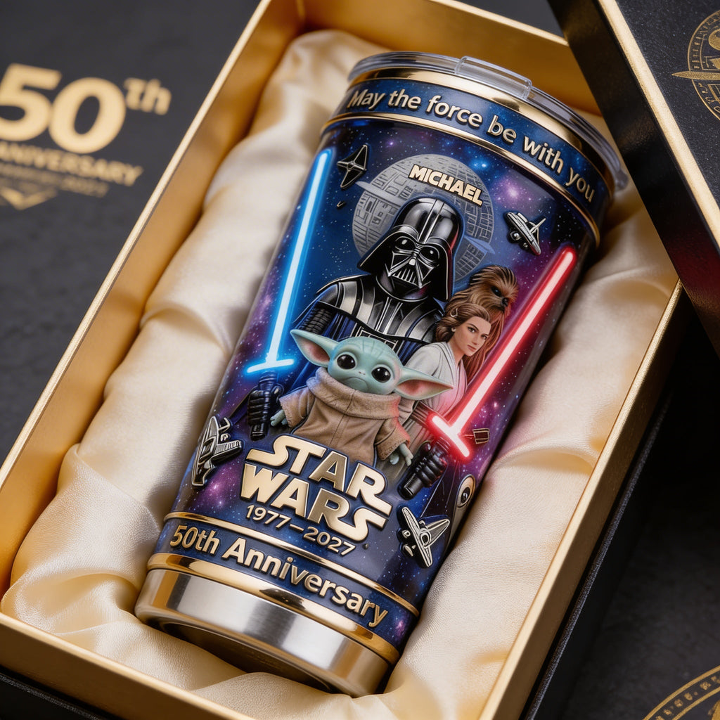 Personalized Star Wars Tumbler 50th Anniversary Gift for Movie Fans