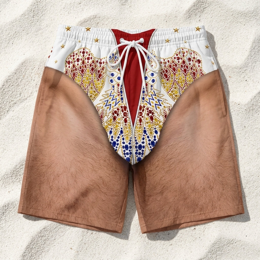 Personalized Beach Shorts Aloha Vegas Costume Gift for Him Beach Shorts GradoCreations