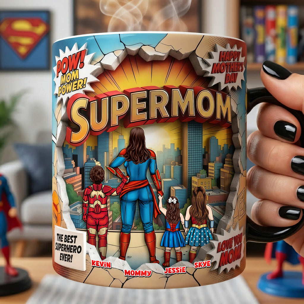 Personalized Color Changing SuperMom Mug Gift for Mom