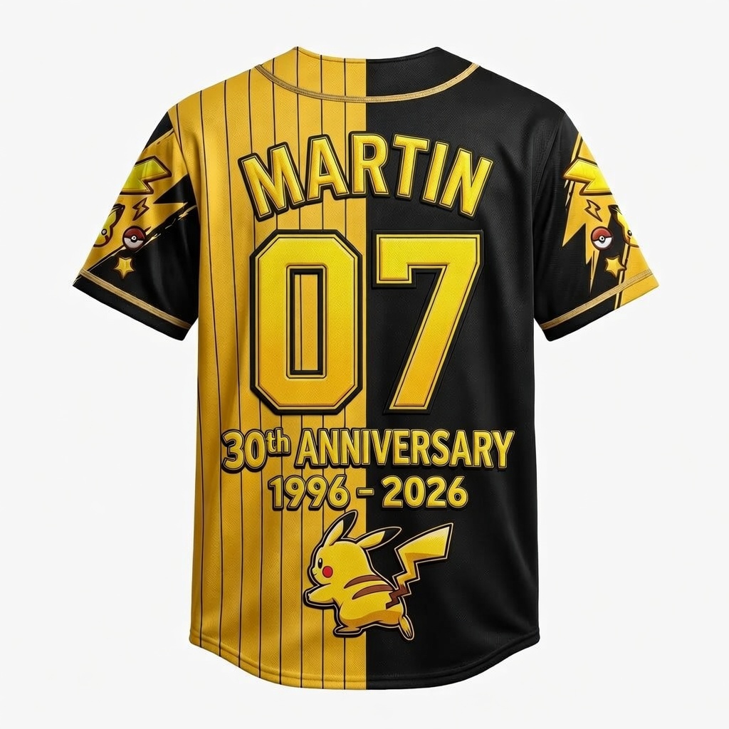 Personalized Pokémon Baseball Jersey Custom Name Gift for Fans