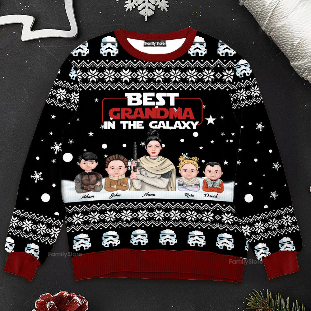 Personalized Ugly Sweater Best Grandma in the Galaxy Christmas Gift