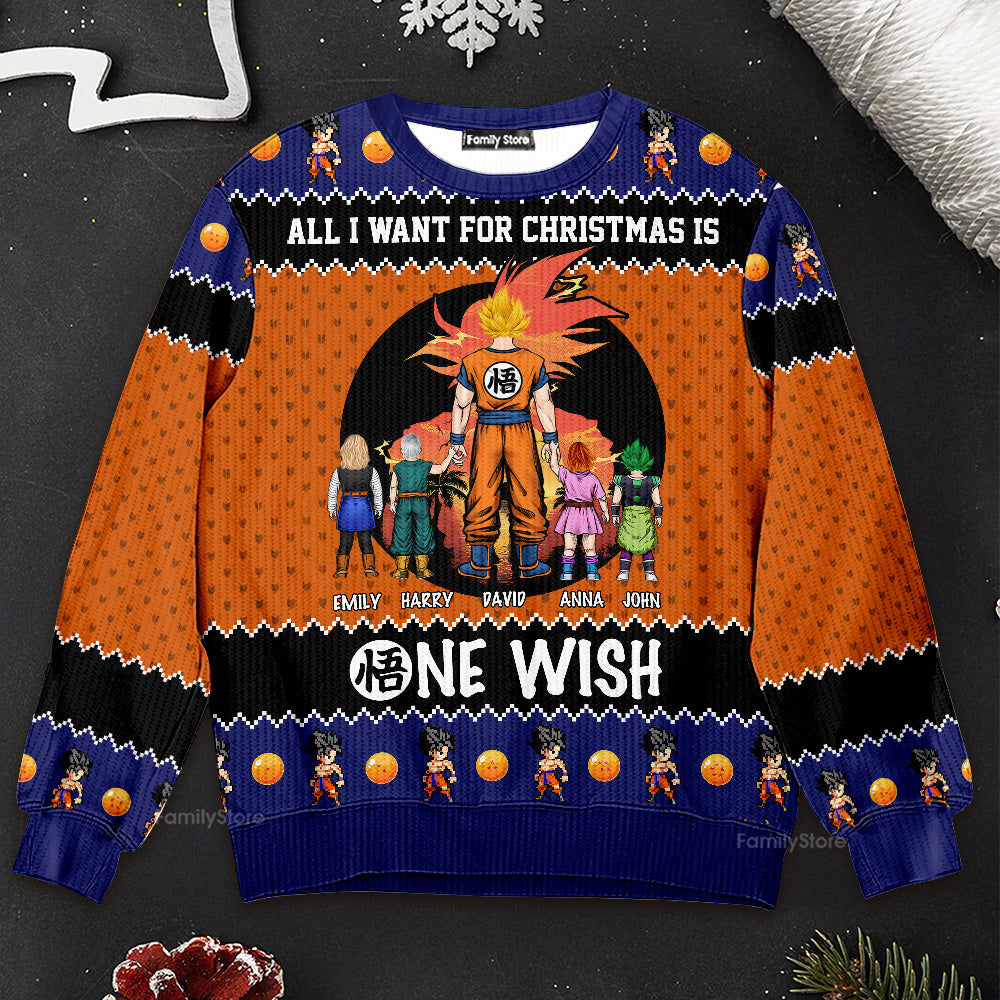 Personalized Dragon Ball Z Ugly Sweater Custom Name Gift for Dad/Grandpa