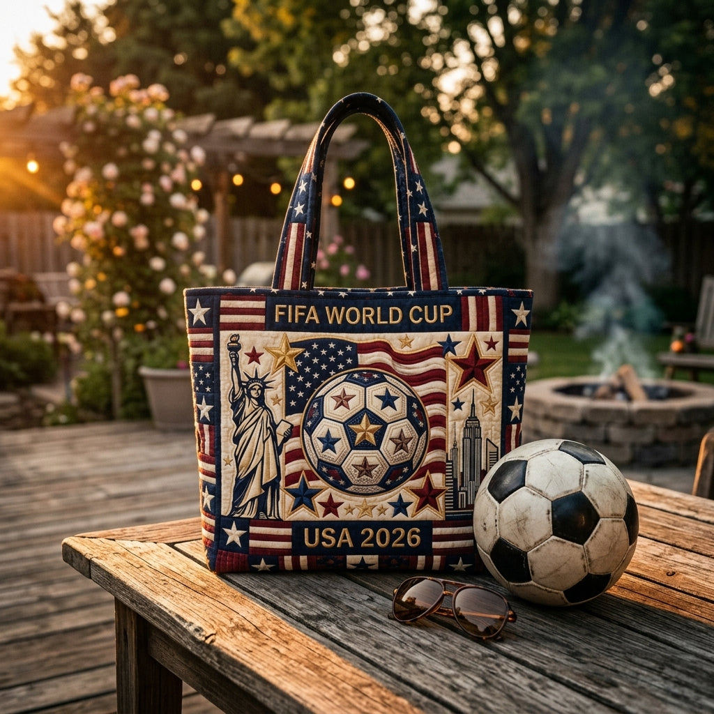 Quilted Tote Bag USA Soccer Championship 2026 Gift for Football Fans