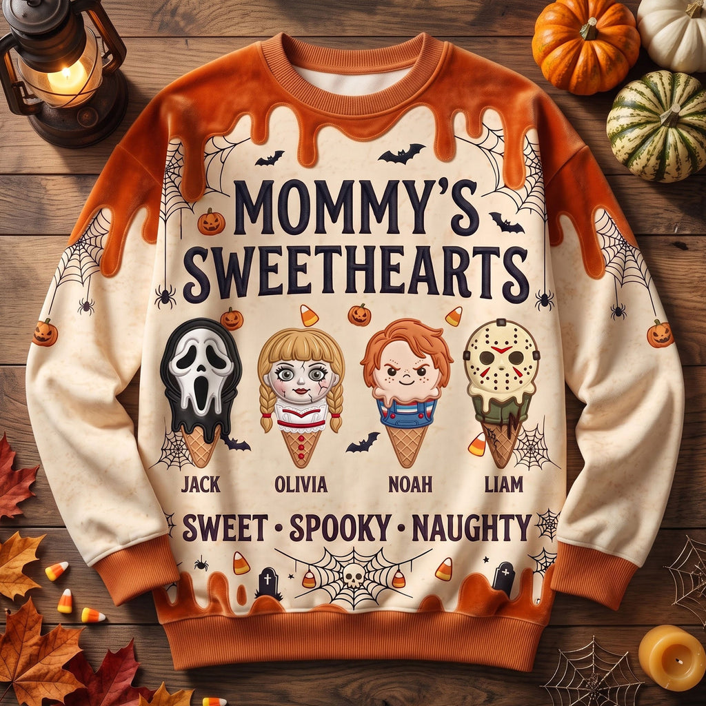 Personalized Spooky Sweetheart All Over Shirt for Mom | Halloween Gift AOP Shirt GradoCreations