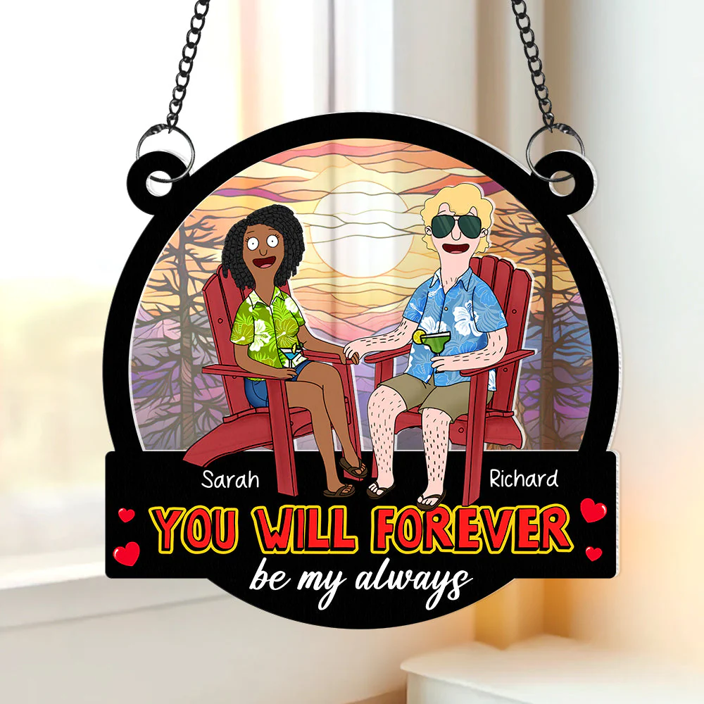 Personalized Window Hanging Suncatcher Ornament for Couples - Unique Gift for Anniversary