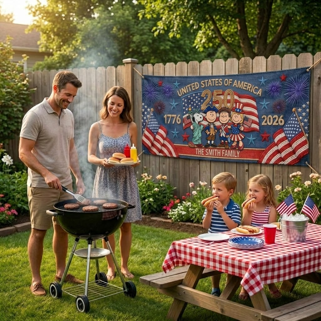 Personalized Outdoor Banner 250 Years of Freedom Gift for Family