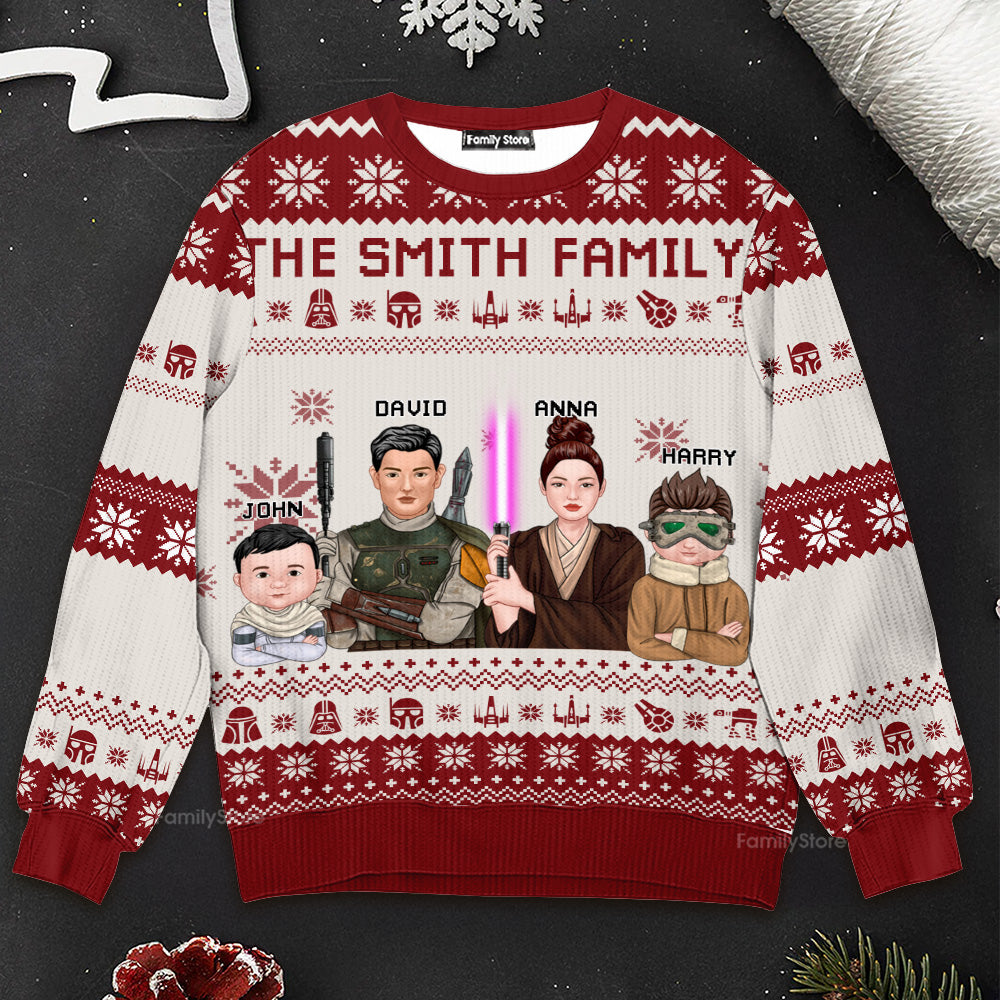 Personalized Family Christmas Ugly Sweater Custom Name Gift