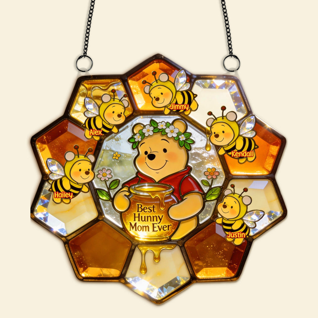 Personalized Honey Bear Suncatcher Gift for Mom | Window Decoration
