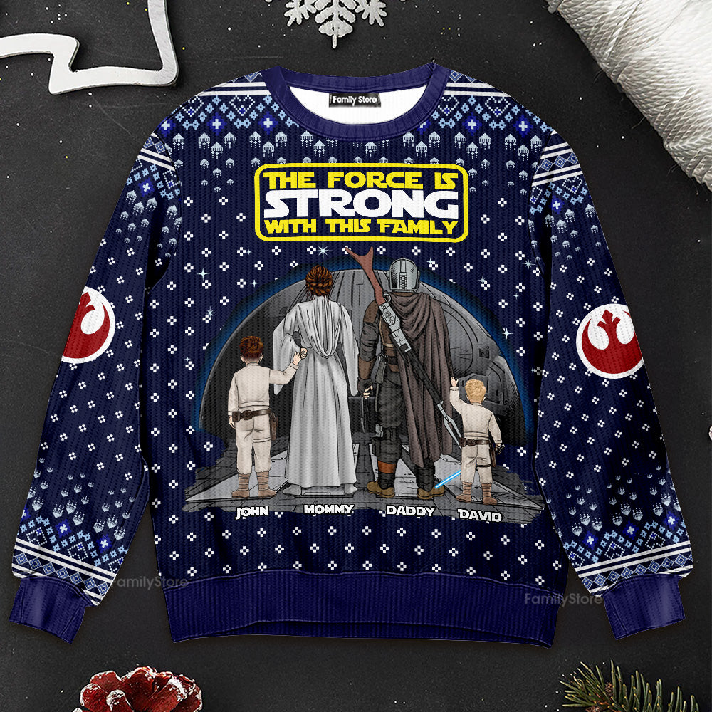 Personalized Star Wars Ugly Sweater Custom Family Names Holiday Gift