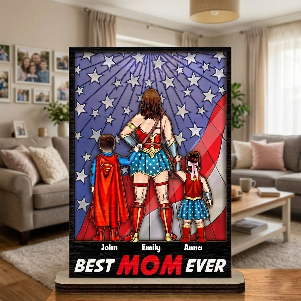 Personalized Super Hero Mom Wooden Plaque Gift for Mother's Day Wood Plaque GradoCreations