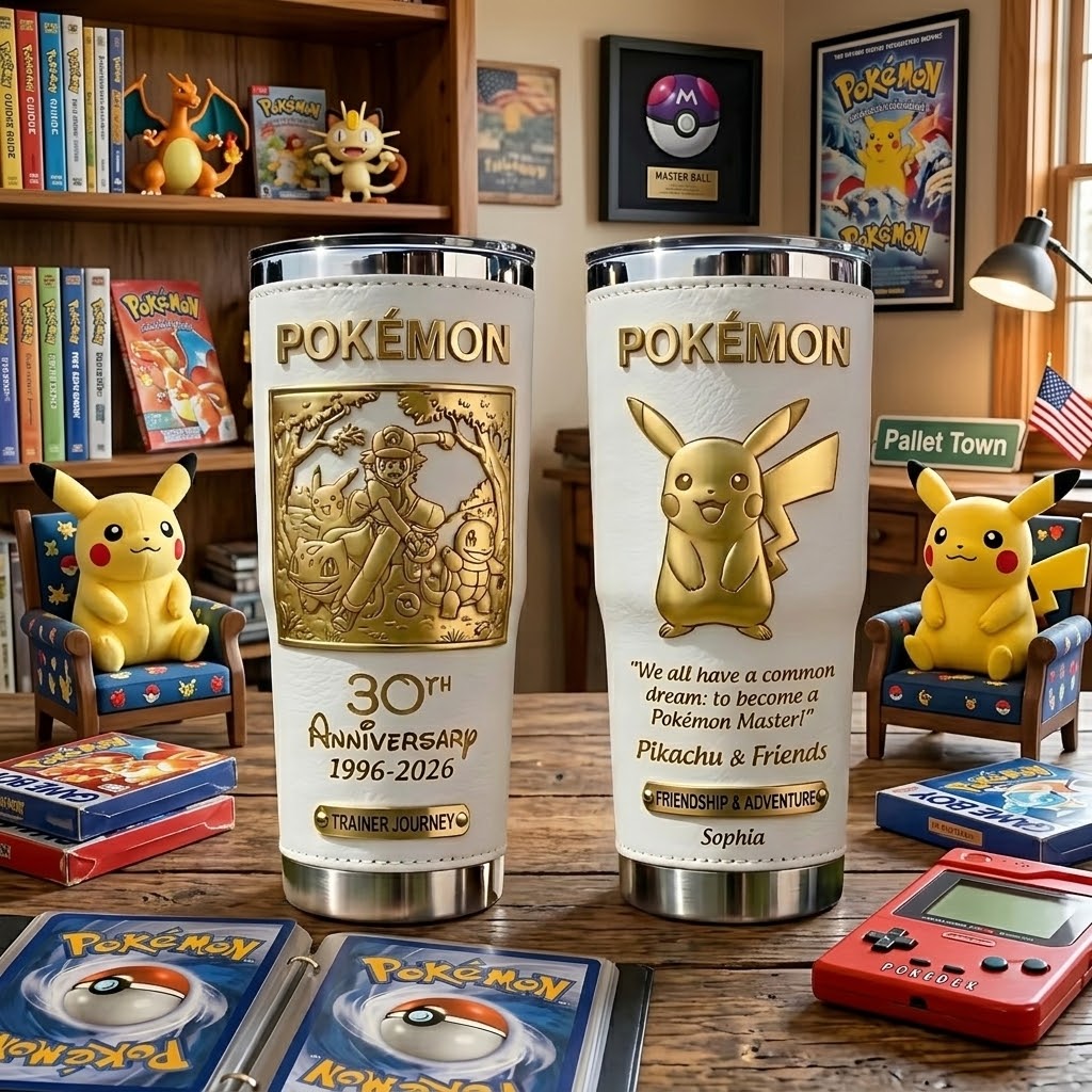 Personalized Pokémon Tumbler 30th Anniversary Gift for Movie Fans