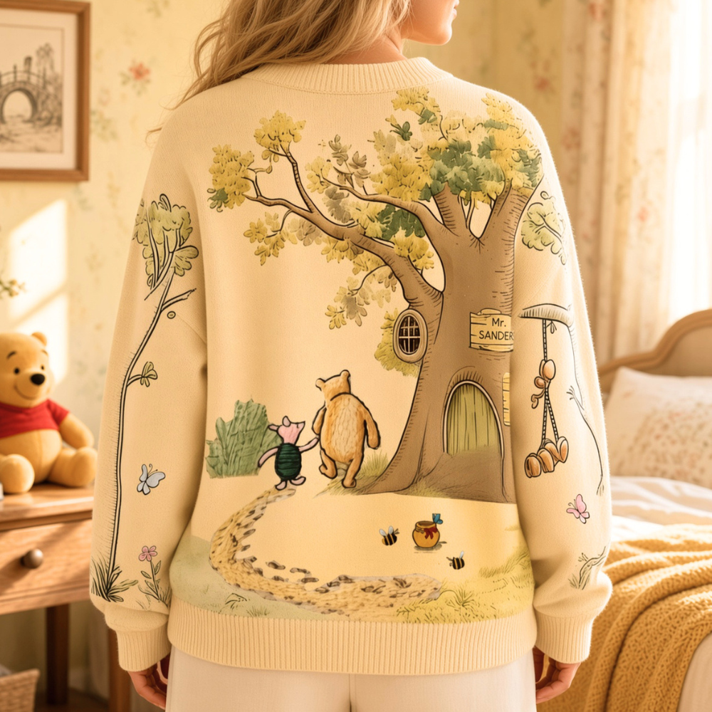 Personalized Honey Bear Knit Cardigan Custom Name Gift for Grandma Mom Cardigan GradoCreations
