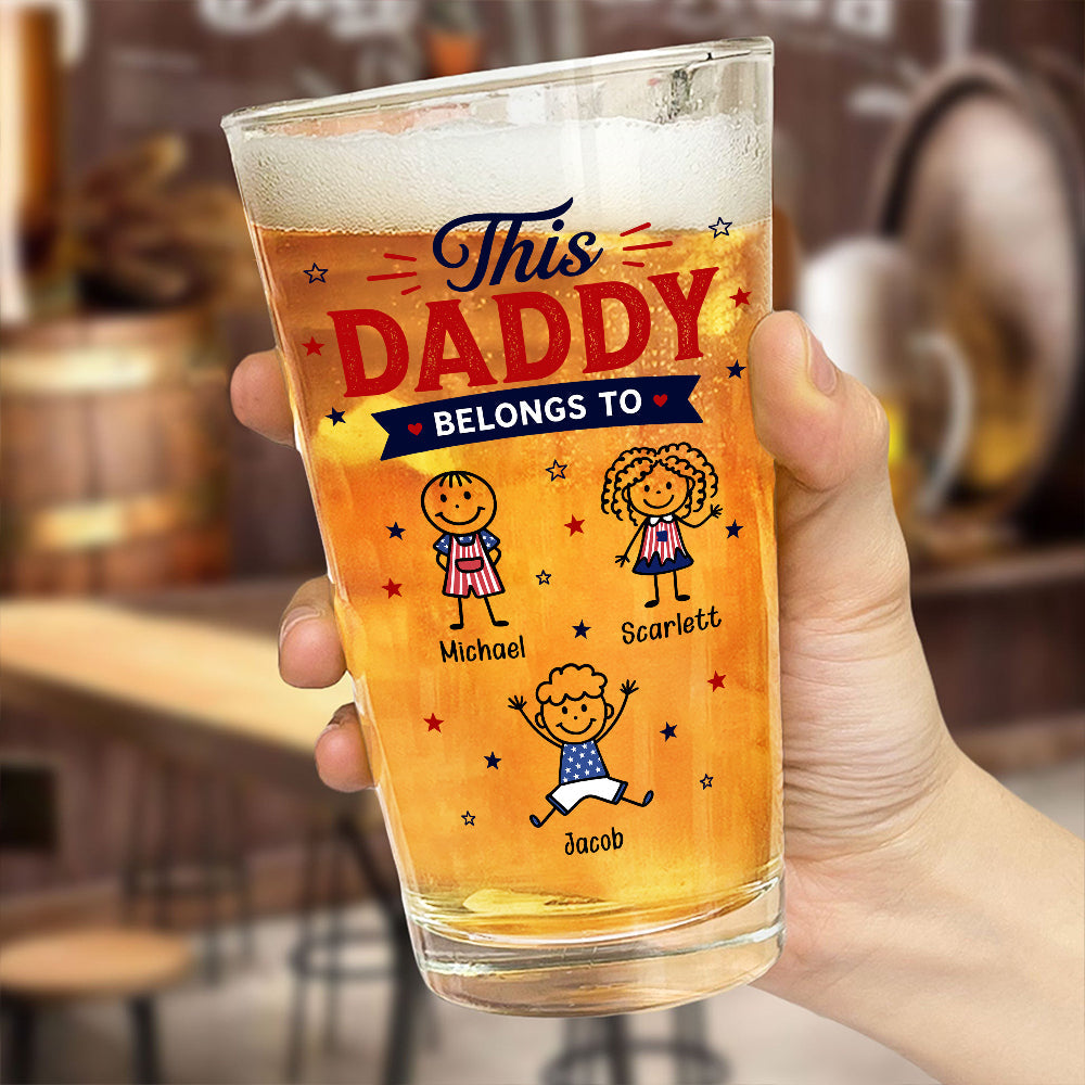 Personalized Beer Glass This Dad Belongs To Gift for Father HN590 - Print Beer Glass GradoCreations