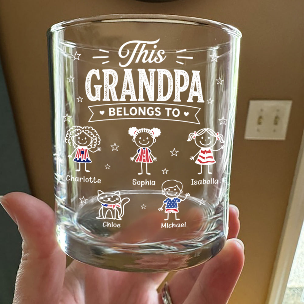 Personalized Whiskey Glass Custom Kid Names Gift for Dad HN590 - Print Rock Glass GradoCreations