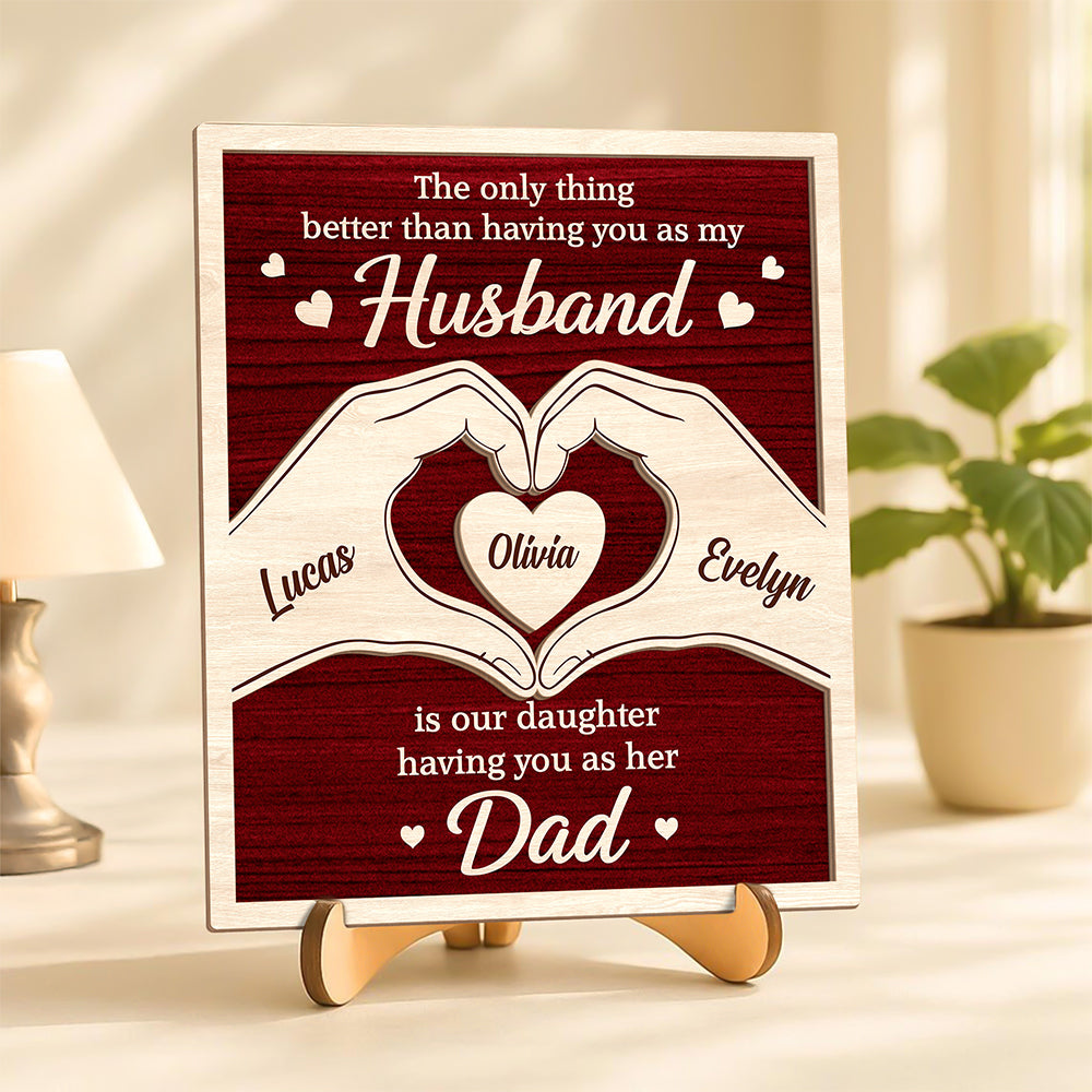 Personalized 2-Layer Wooden Plaque Custom Dad Gift for Father's Day HN590 - 2-Layered Wooden Plaque With Stand GradoCreations