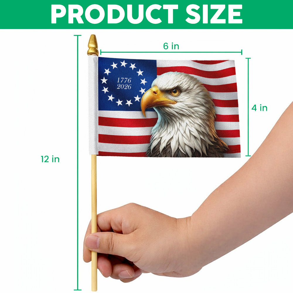 Personalized Betsy Ross Eagle Handheld American Flag 4th of July Gift HN590 - Handheld Flag GradoCreations