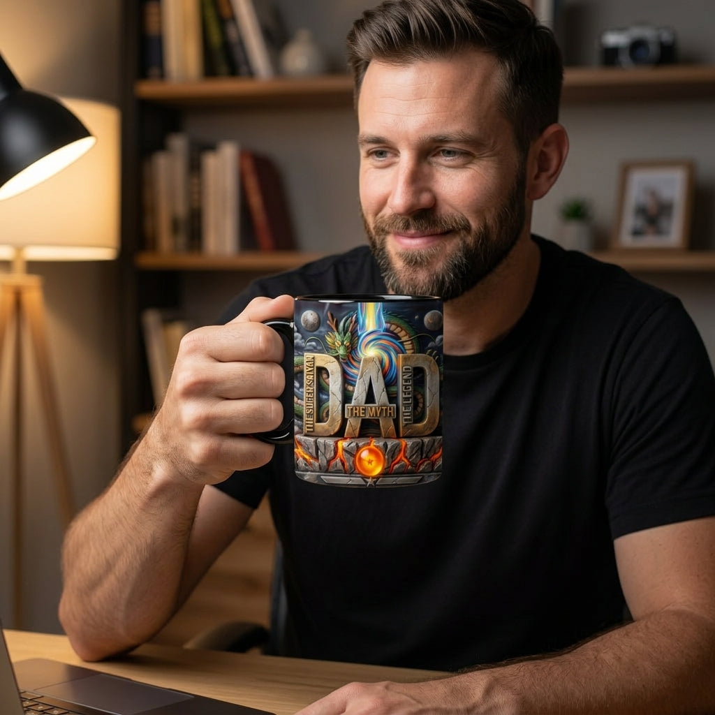 Personalized Super Saiyan Dad Mug Custom Gift for Father's Day