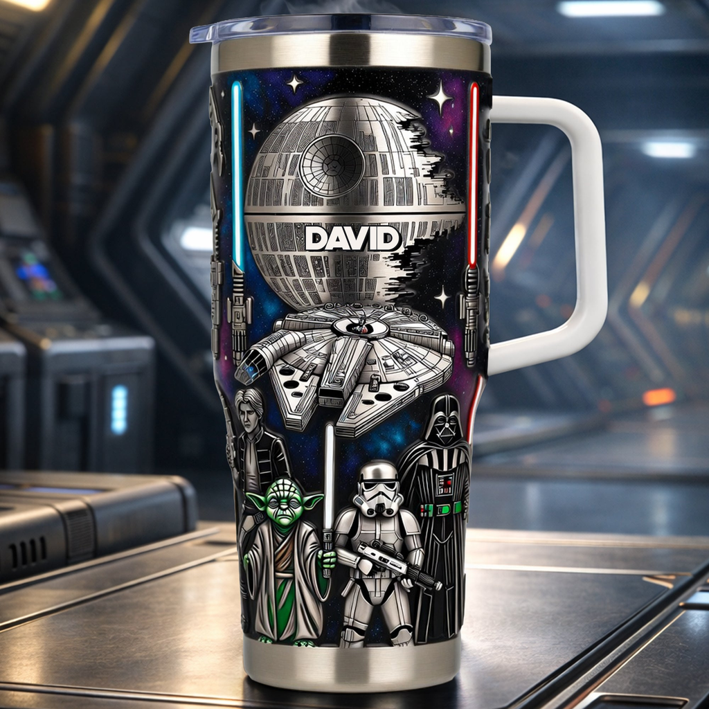 Personalized Galaxy Star Wars Tumbler Custom Name Gift for Movie Fans