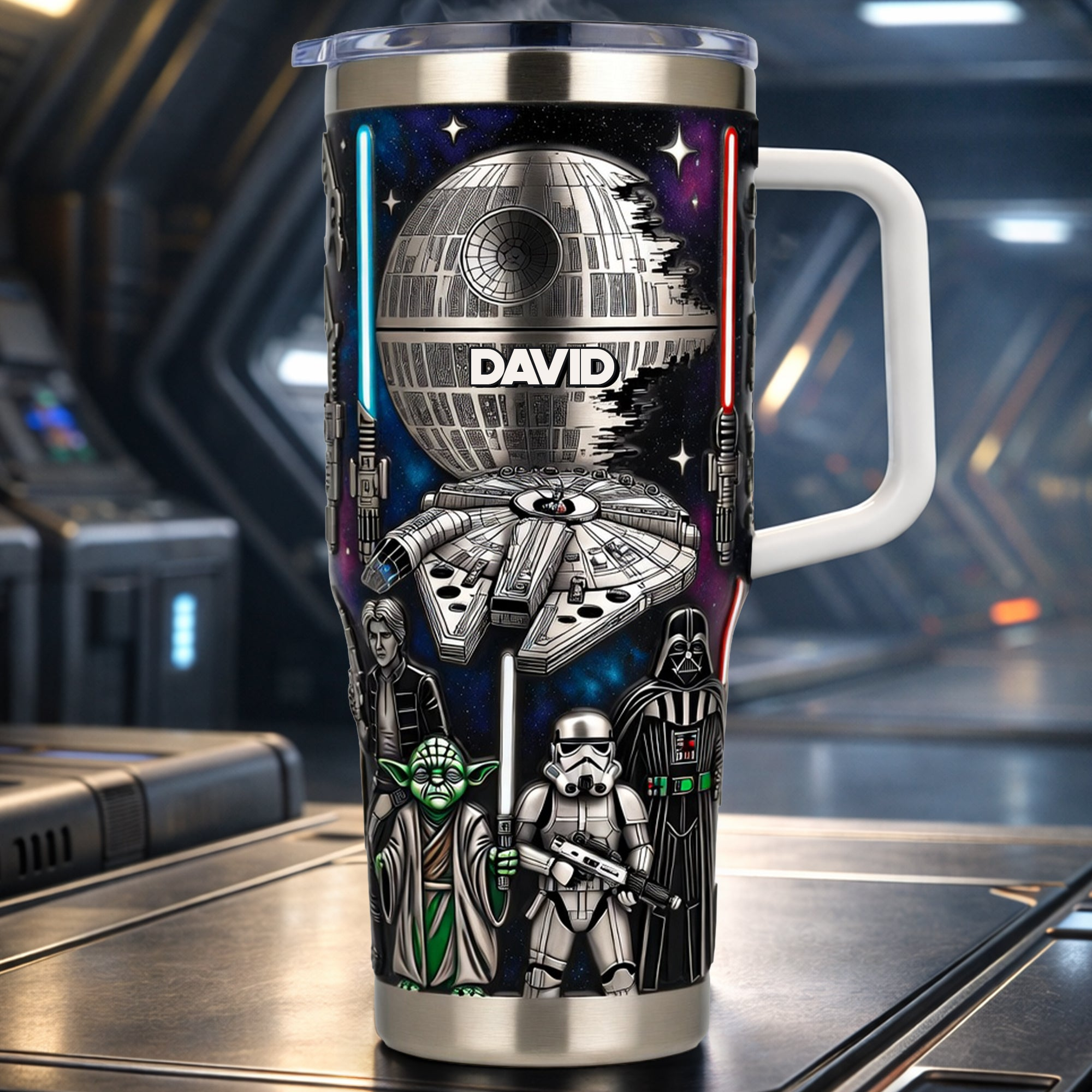 Personalized Galaxy Star Wars Tumbler Custom Name Gift for Movie Fans