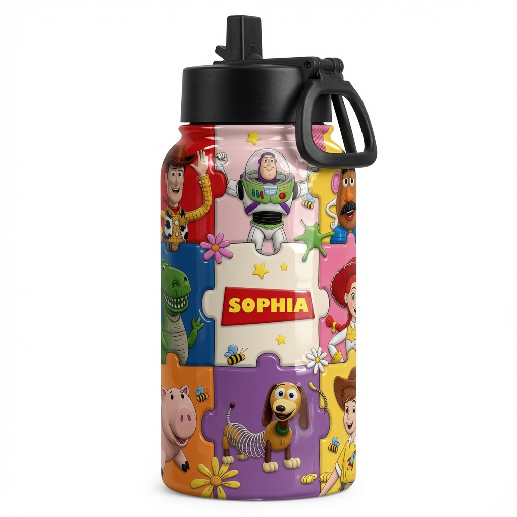 Personalized Cartoon Backpack Lunch Bag Water Bottle Set for Kids
