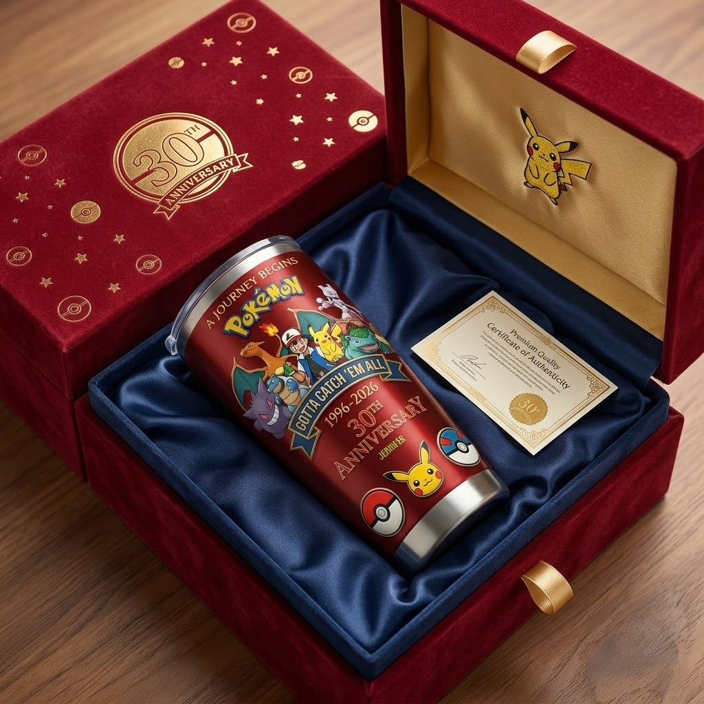 Personalized Pokémon 30th Anniversary Tumbler Gift for Fans