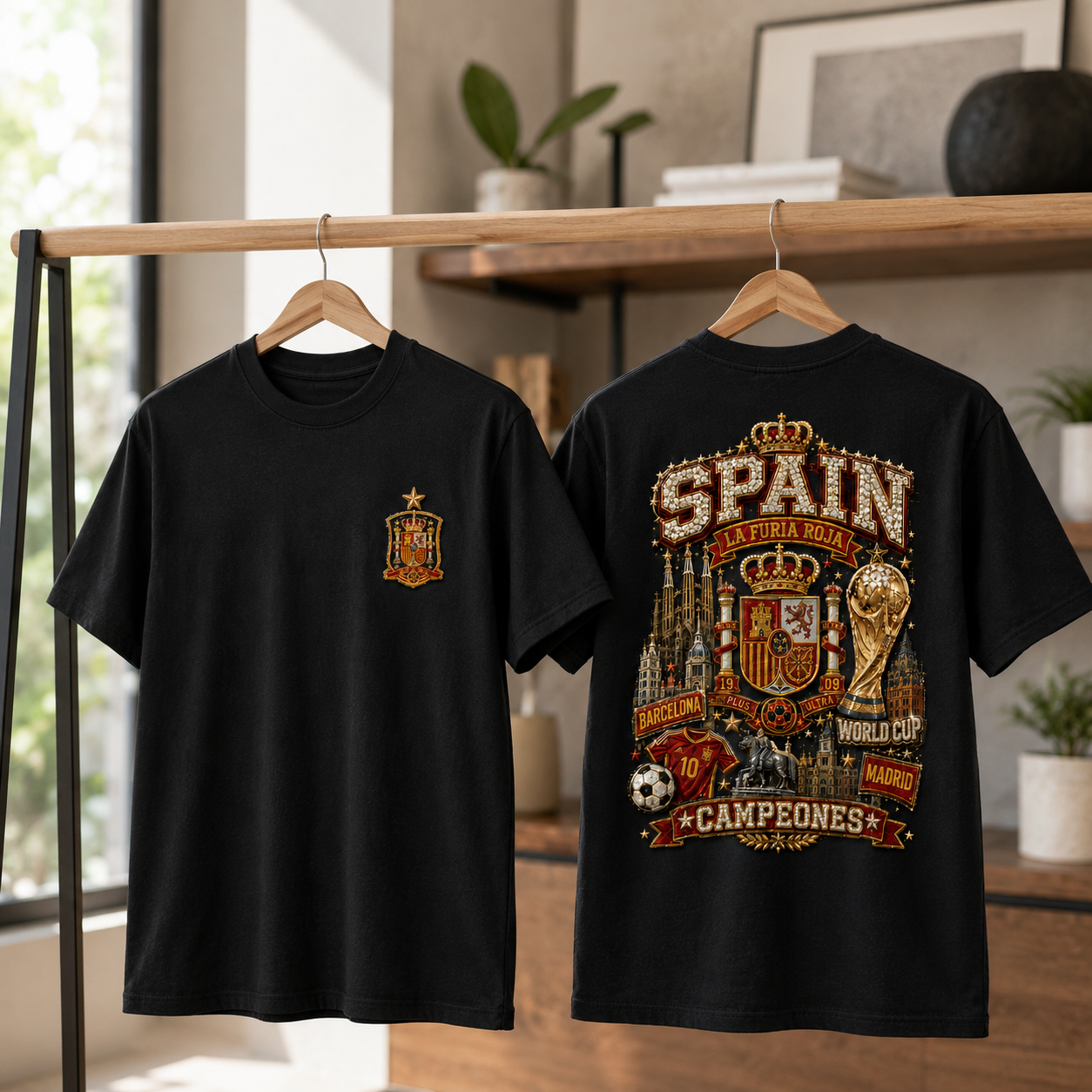 Personalized Spain La Furia Roja Shirt Gift for Football Fans Cotton Apparel GradoCreations