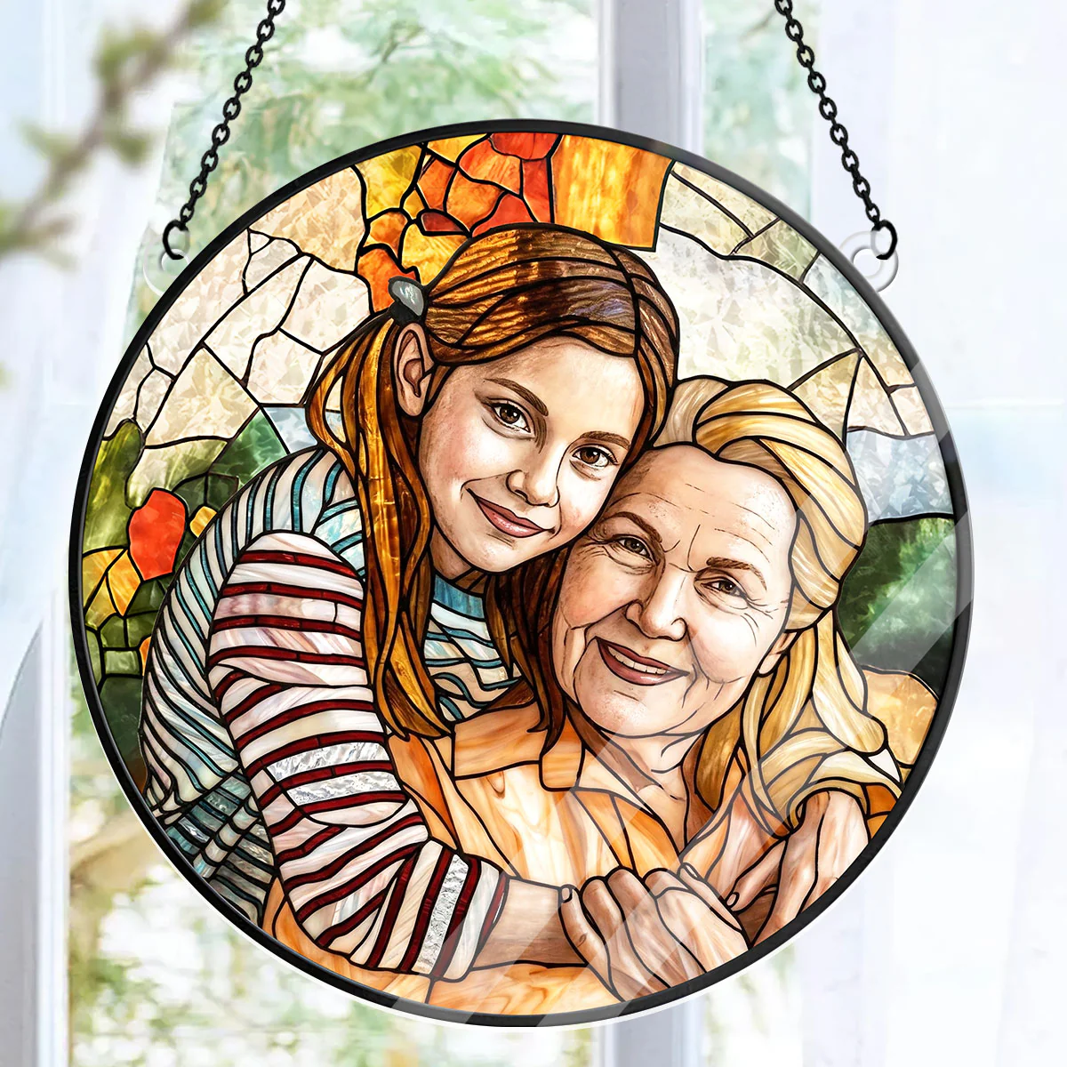 Personalized Acrylic Suncatcher Family Photo Gift for Mom or Grandma