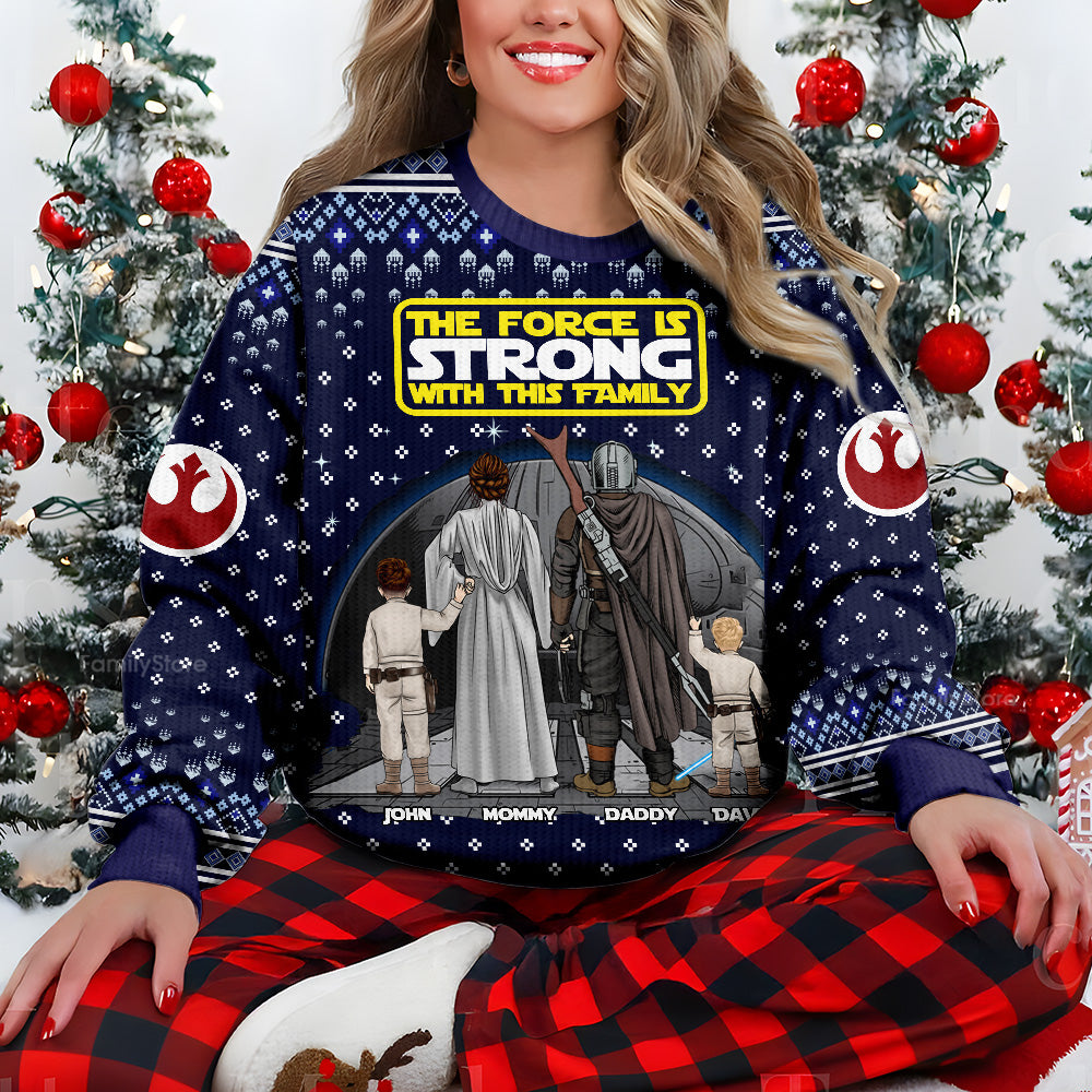 Personalized Star Wars Ugly Sweater Custom Family Names Holiday Gift