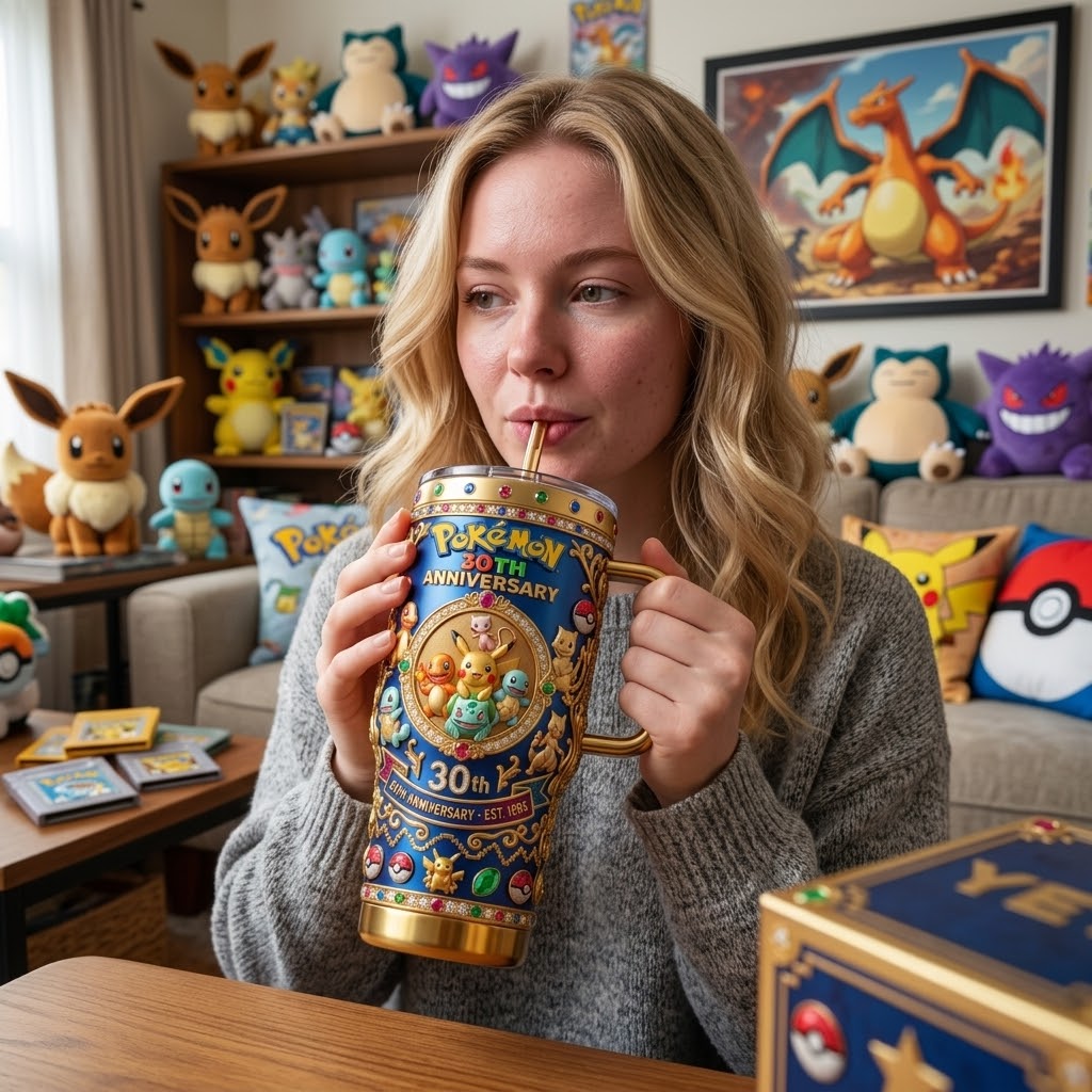 Personalized Pokémon 30th Anniversary Tumbler Cup | Custom Gift for Movie Fans