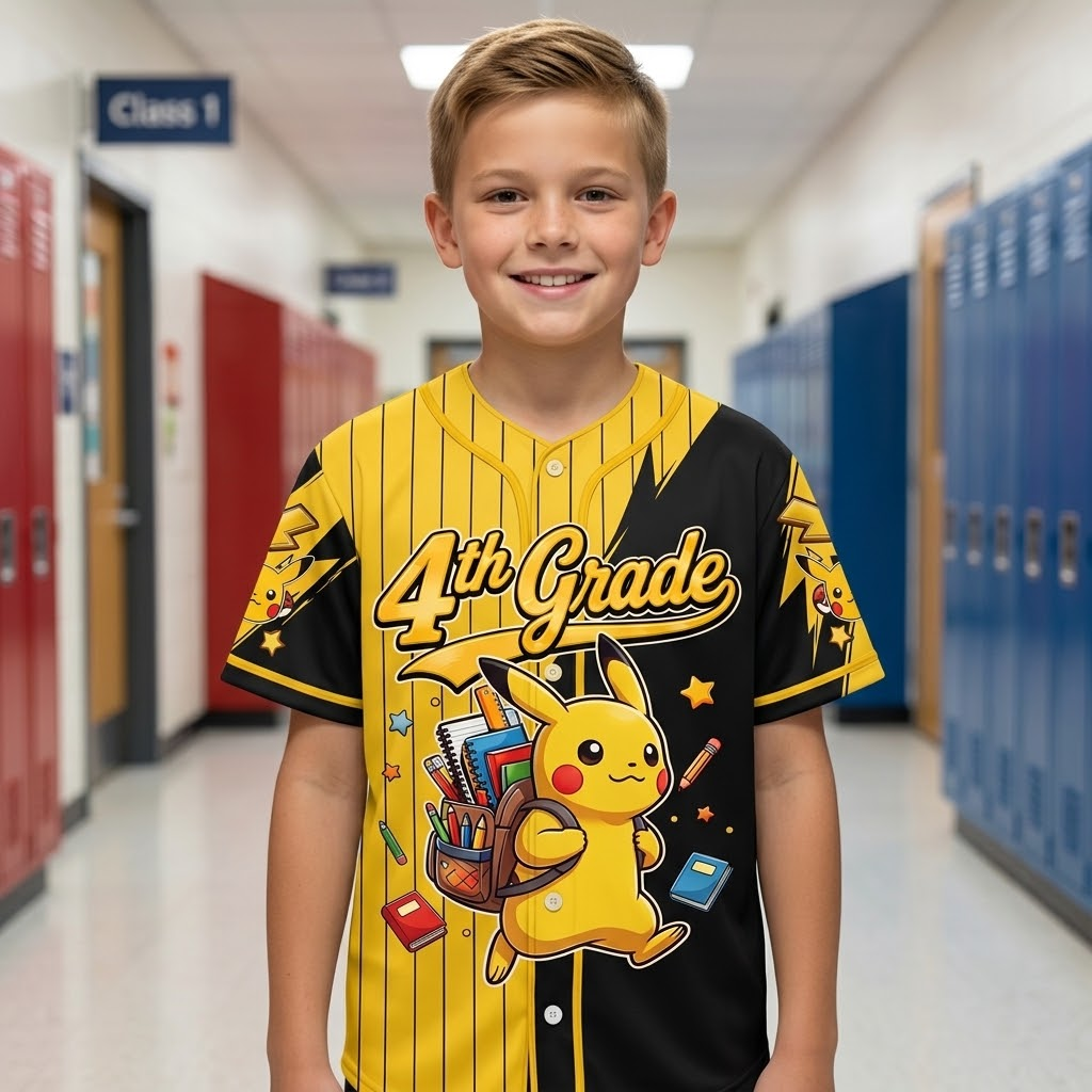 Personalized Pikachu Baseball Jersey Custom Name Gift for Kids Kid Baseball Jersey GradoCreations