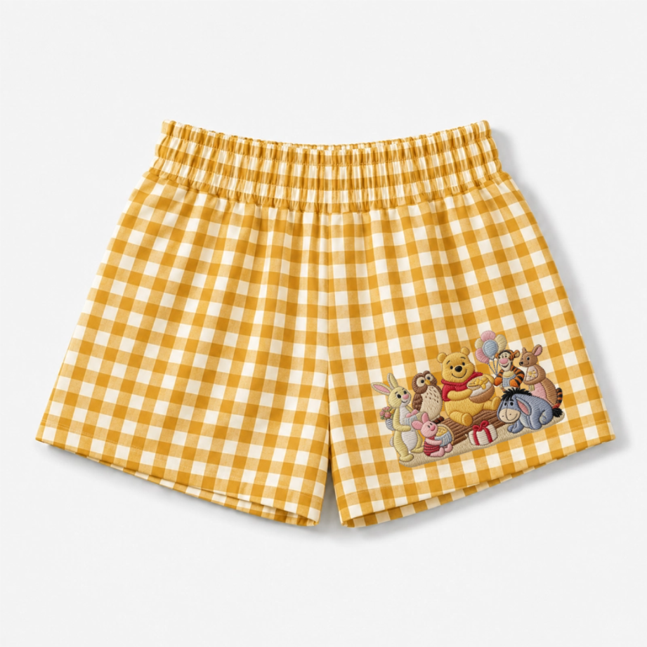 Personalized Gingham Shorts with Embroidery Gift for Her