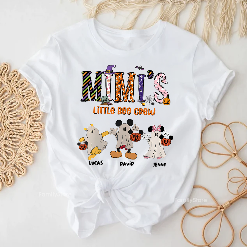 Personalized Halloween Shirt for Grandma with Ghost Family Design Cotton Apparel GradoCreations