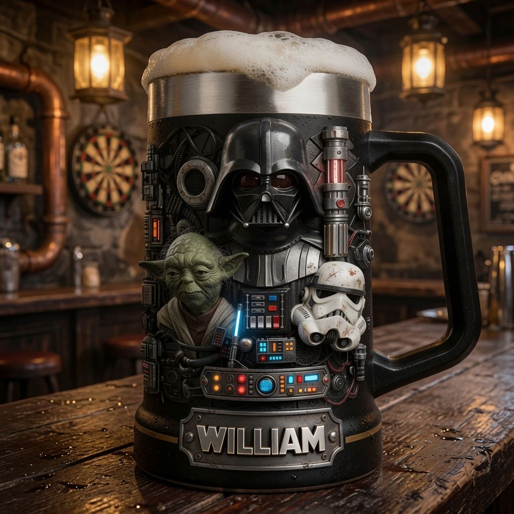 Personalized Star Wars Beer Stein Custom Name Gift for Movie Fans Beer Glass GradoCreations