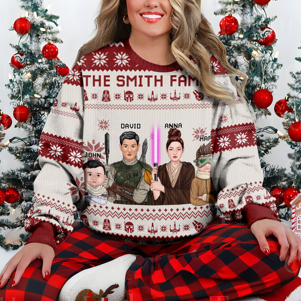 Personalized Family Christmas Ugly Sweater Custom Name Gift