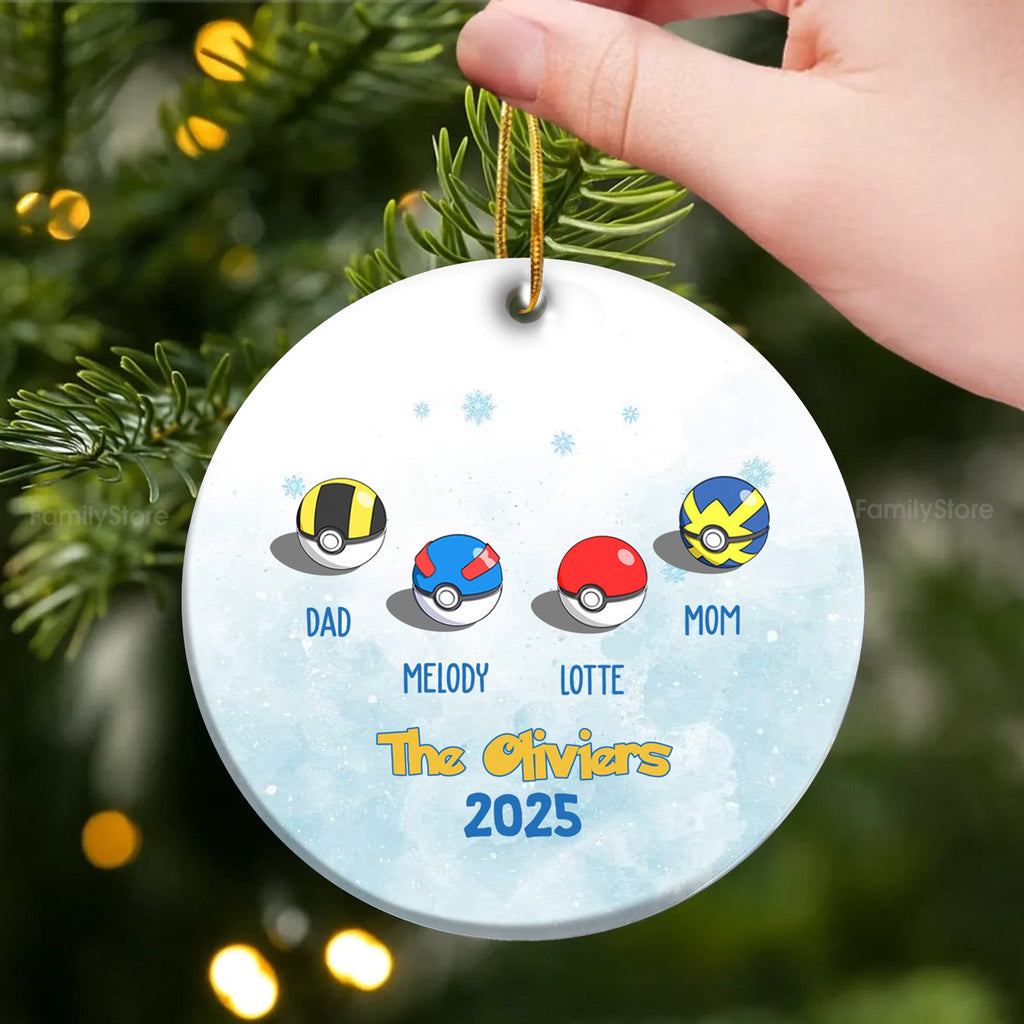 Personalized Ceramic Family Ornament with Custom Names for Christmas