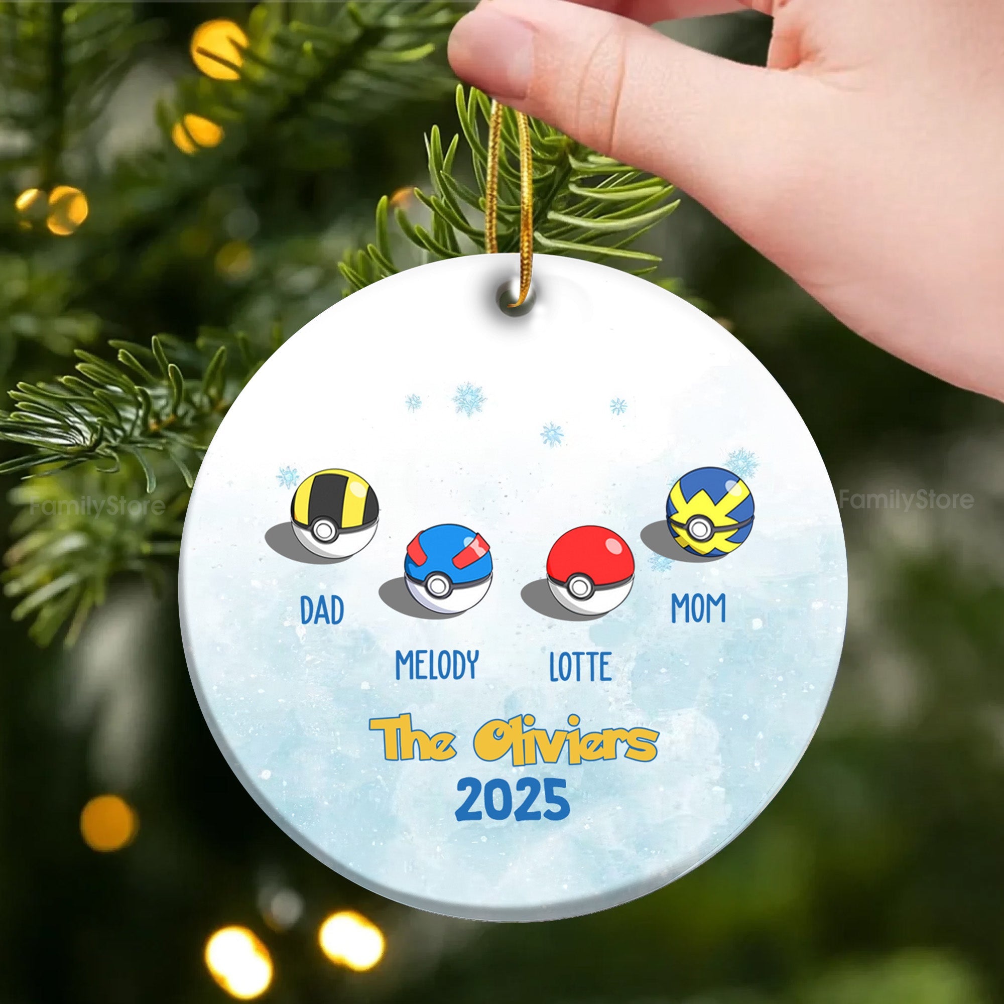 Personalized Ceramic Family Ornament with Custom Names for Christmas