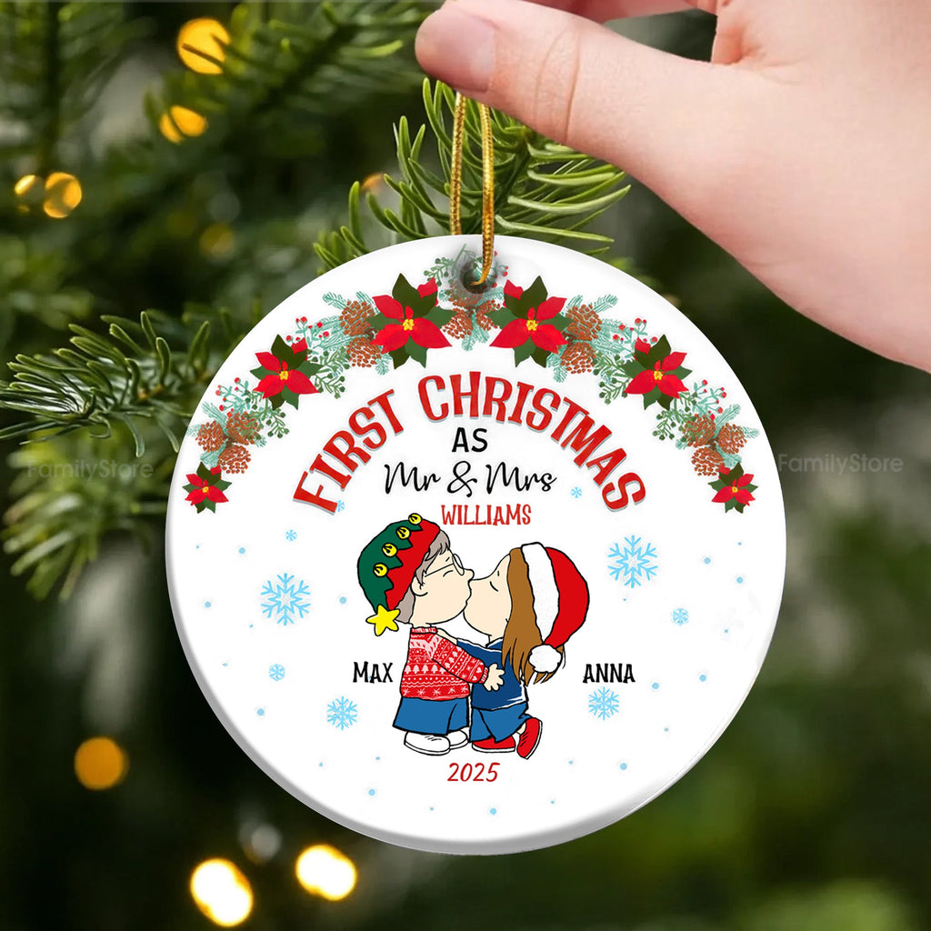 Personalized First Christmas Ornament for Couples - Peanuts Design