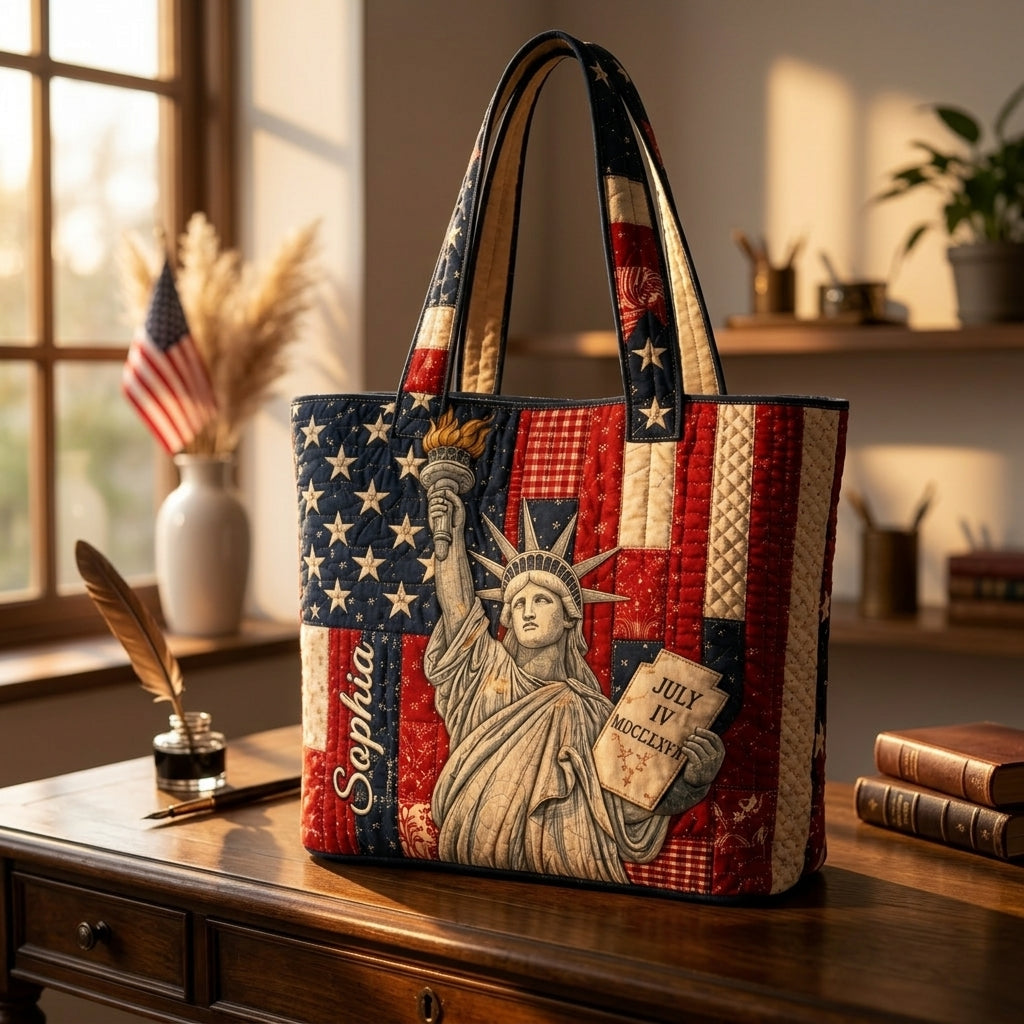 Personalized Statue of Liberty Quilted Tote Bag Gift for Her