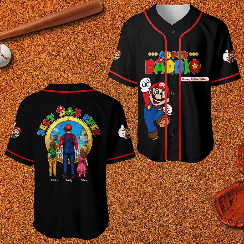 Personalized Mrio Super Daddio Baseball Jersey Unique Gift for Dad