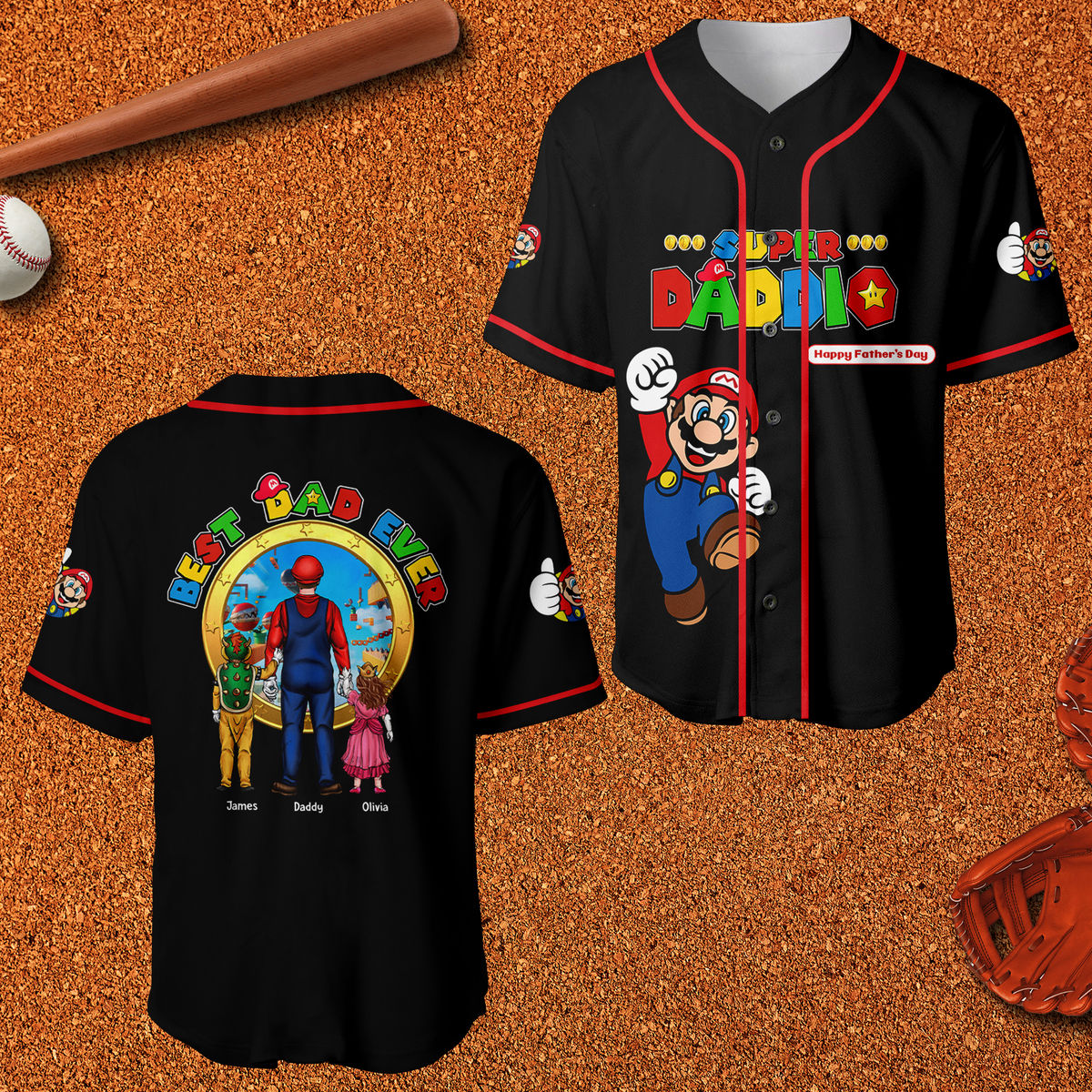 Personalized Mrio Super Daddio Baseball Jersey Unique Gift for Dad