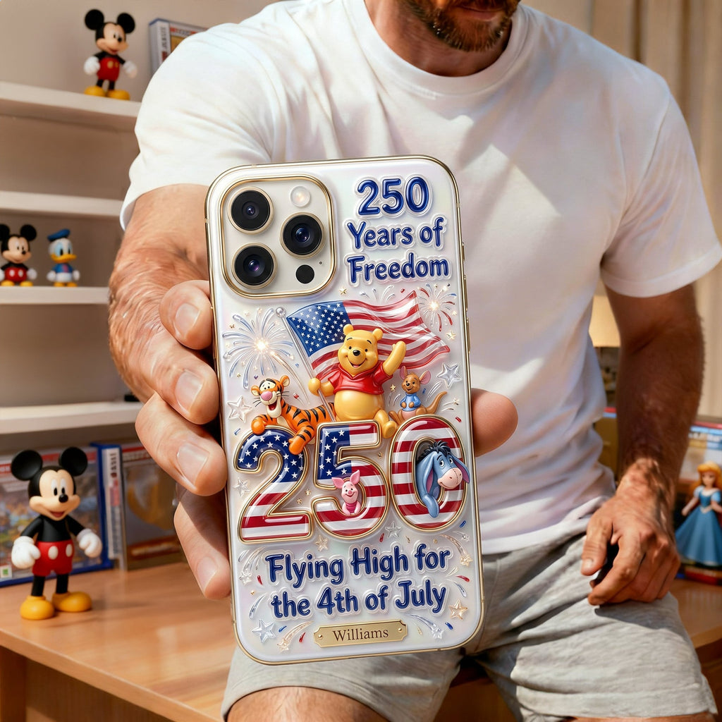 Personalized Clear Silicone Phone Case for 4th of July Gift - USA 250th Anniversary