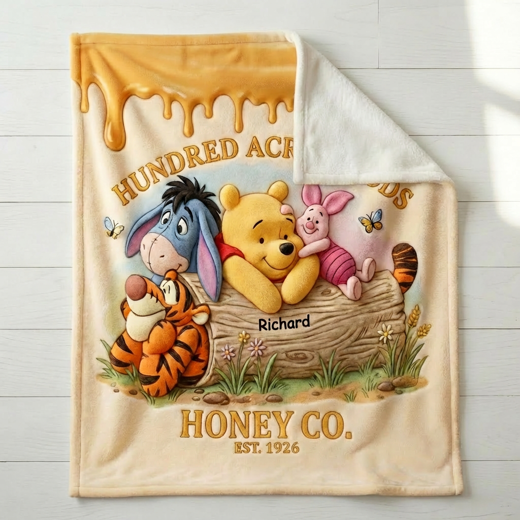 Personalized Woodland Friends Blanket Custom Name Gift for Anniversaries