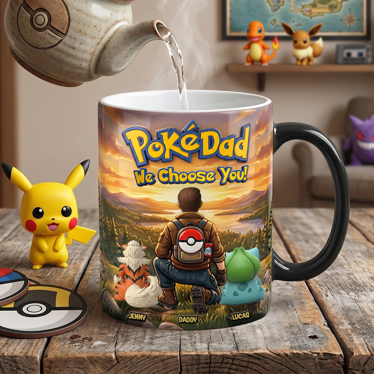 Personalized Color Changing Mug for Dad - PokeDad Gift