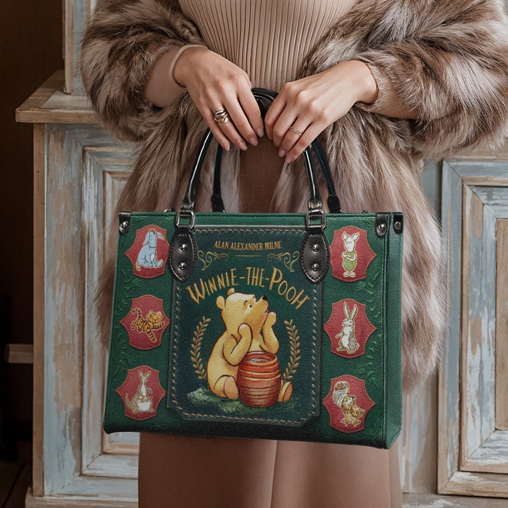 Personalized Winnie the Pooh Leather Handbag & Wallet Set Gift for Movie Fans