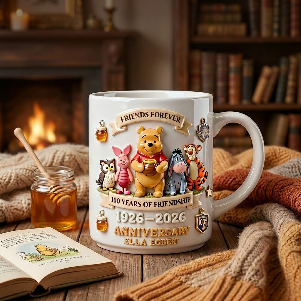 Personalized Honey Bear Ceramic Mug 100 Years Friendship Gift for Anniversary