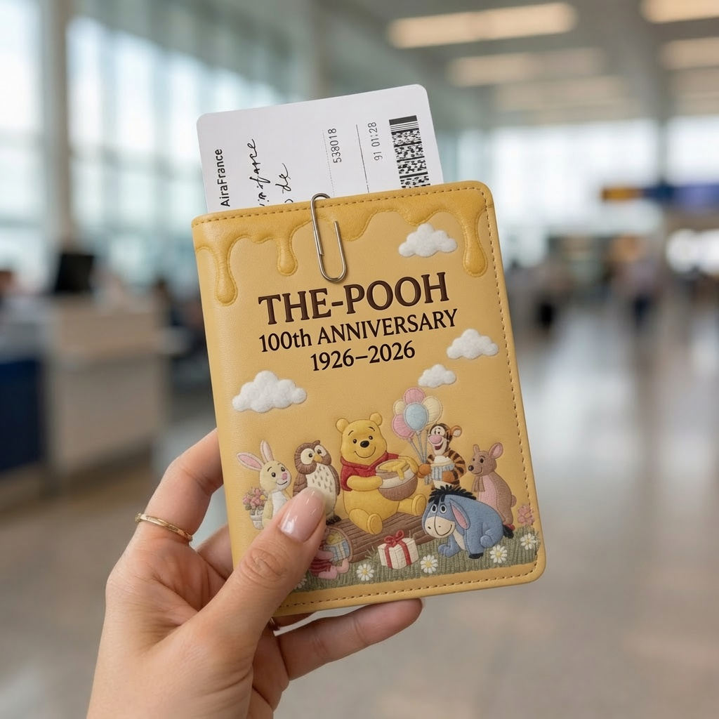 Personalized Disney Pooh Passport Holder & Luggage Tag Set - Travel Gift for Kids Passport Holder & Luggage Tag Set GradoCreations