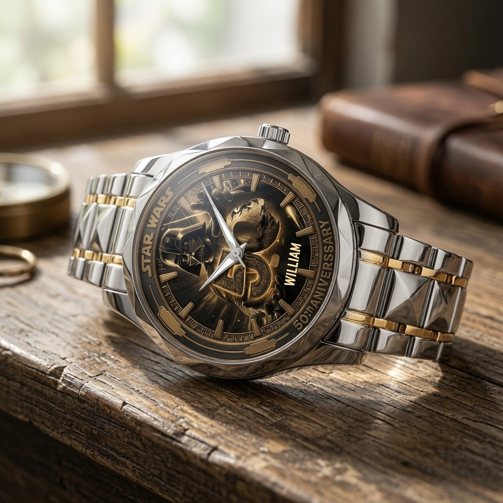 Personalized Star Wars Men's Wrist Watch 50th Anniversary Gift for Him Men's Wrist Watch GradoCreations